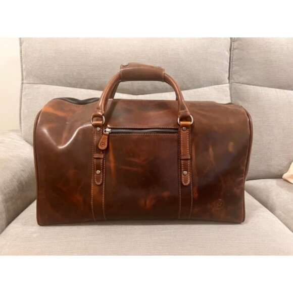 OrangeDuffle.jpg?v=1762439986&  Leather Travel Duffel Bag Gym Sports Bag Airplane Luggage Carry-On Bag